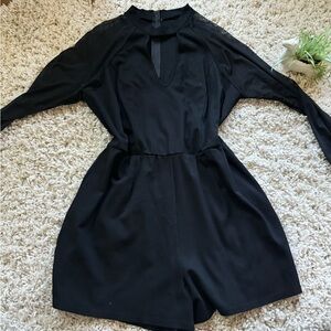 Cute slotted V-neck romper bodysuit mesh long sleeve rave festival uniqu…